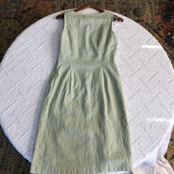 Y2K Sangria Linen-Blend Sage Green Embroidered Floral Shift Dress Sz 8 Cottage - Picture 6 of 11